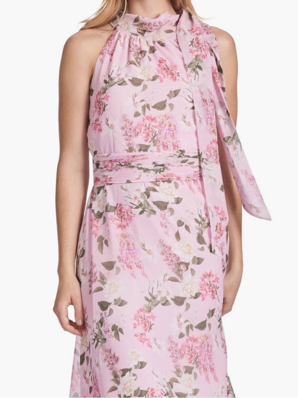 Sachin + Babi Pink Floral Halter Maxi Dress